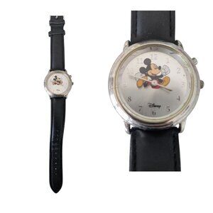 Disney Mickey Mouse Watch (Black Leather Strap)
